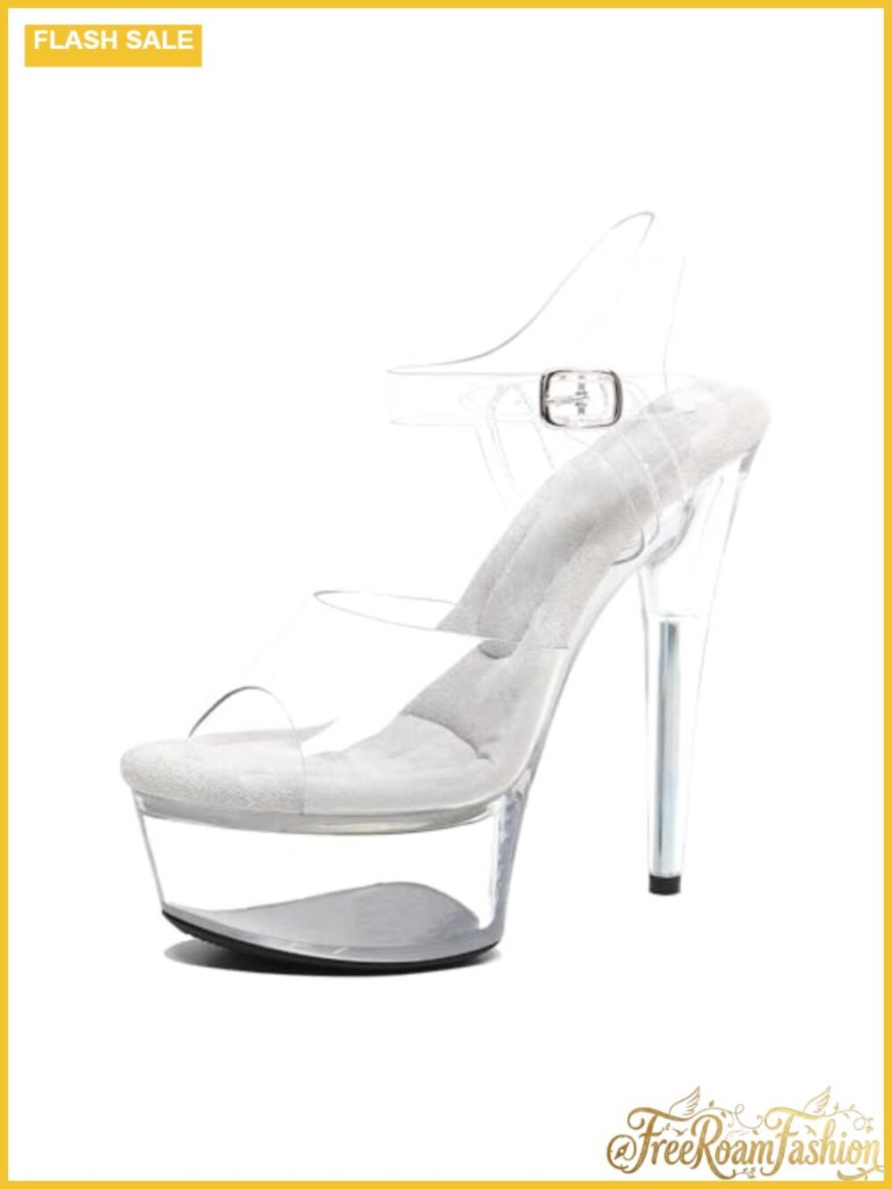 Womens 6in Clear Platform Stiletto Heels Lace Up Ankle Strap Sandals for Pole